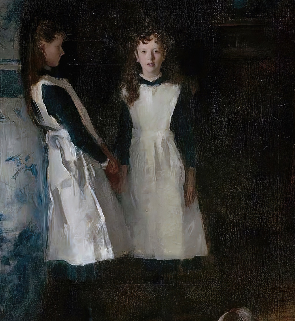 Two sisters in the doorway in The Daughters of Edward Darley Boit